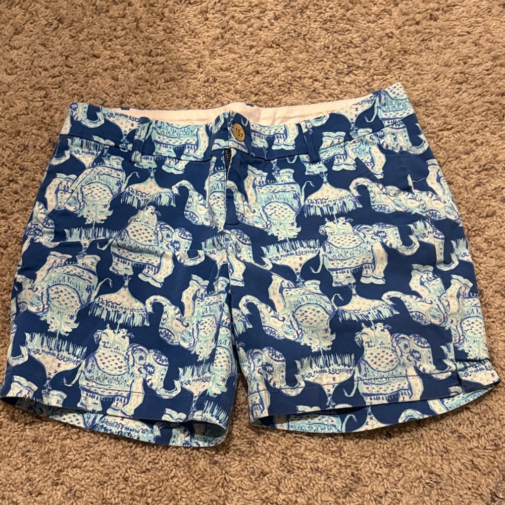 Lilly Pulitzer Blue Elephant Print Women's Shorts
